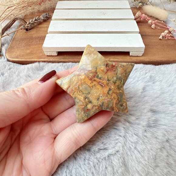 Beautiful Small Crazy Lace Agate Star - Picture 6 of 7